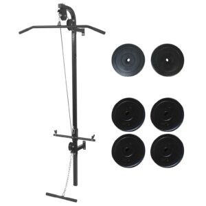 Wall Mounted Power Tower Home Gym Lat Pull Down Low Bar Cable Station Soft Grip