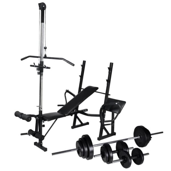 Adjustable Home Gym Fitness Workout Bench with Weight Set Strength Training