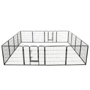 Heavy Duty Dog Playpen Large Pet Exercise Pen Indoor Outdoor Safety Gate Black