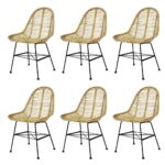 Dining Chairs 6 pcs Natural Rattan