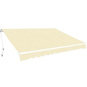 Folding Manual Awning Water Resistant UV Protected Cream Polyester Patio Cover