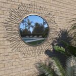 Antique  Sunburst Garden Wall Mirror Decorative Outdoor Patio Black Large