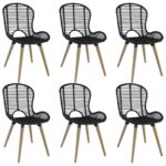 Dining Chairs 6 pcs Black Natural Rattan