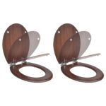 Soft Close Durable MDF Toilet Seat Set Quiet Universal Fit Easy Install Brown