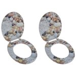 Toilet Seats with Lids 2 pcs MDF Pebbles