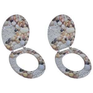 Toilet Seats with Lids 2 pcs MDF Pebbles