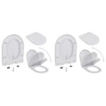 Soft Close Quick Release Durable Plastic White Toilet Seats Set of Two Easy Clean