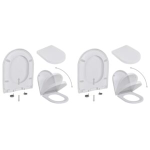 Soft Close Quick Release Durable Plastic White Toilet Seats Set of Two Easy Clean