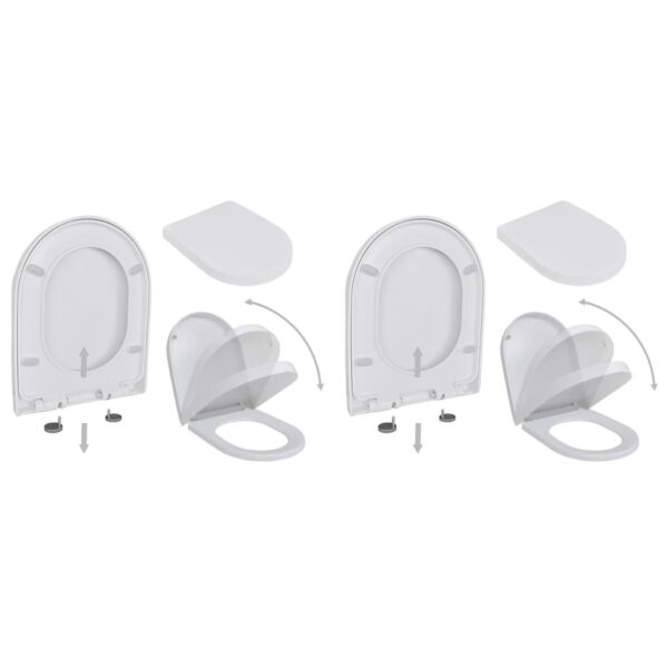 Soft Close Quick Release Durable Plastic White Toilet Seats Set of Two Easy Clean