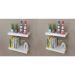 Modern White Floating Wall Shelves Matte Finish Invisible Mount Home Decor Set