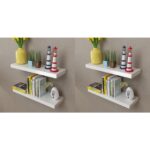 Modern White Floating Wall Shelves Set Invisible Mount Display Storage MDF