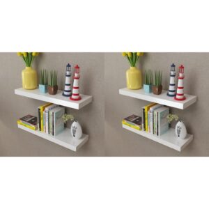 Modern White Floating Wall Shelves Set Invisible Mount Display Storage MDF