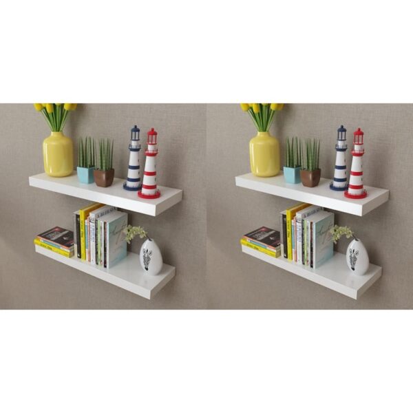 Modern White Floating Wall Shelves Set Invisible Mount Display Storage MDF