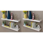 Modern White Floating Wall Shelves Matte Finish Invisible Mount Home Decor Set