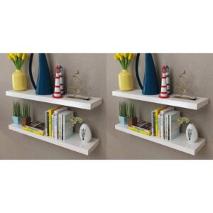 Modern White Floating Wall Shelves Matte Finish Invisible Mount Home Decor Set