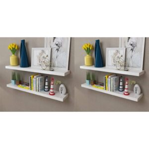 Modern White Floating Wall Shelves Set Matte Finish Invisible Mount Home Decor