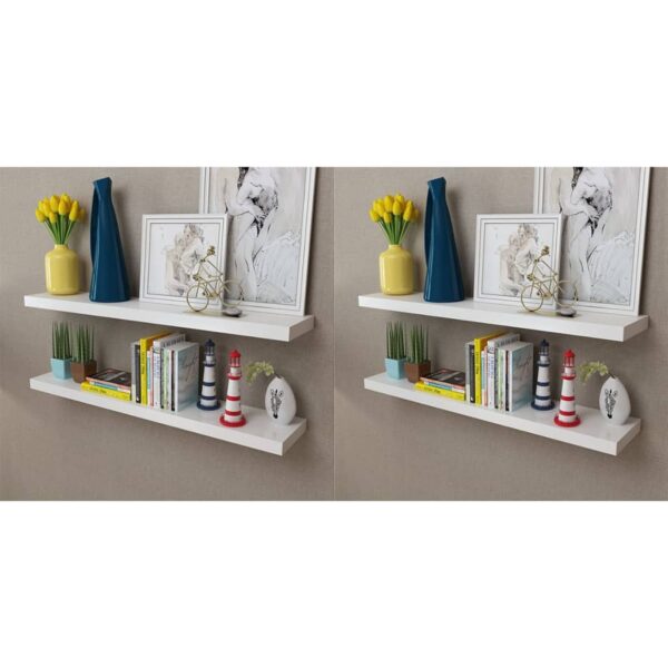 Modern White Floating Wall Shelves Set Matte Finish Invisible Mount Home Decor