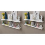 Modern White Floating Wall Shelves Set Matte Finish Invisible Mount Decorative