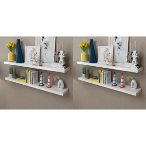 Modern White Floating Wall Shelves Set Matte Finish Invisible Mount Decorative