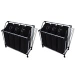 Laundry Sorter Dual Set with Removable Bags  Mobile Organizer  Black/Grey