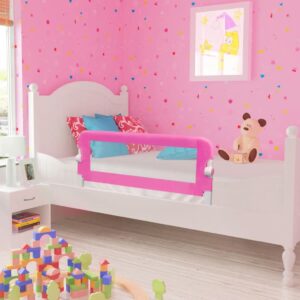 Kids Toddler Safety Bed Rail Guard Twin Pack Pink Mesh Foldable Child Protection