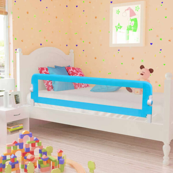 Toddler Safety Bed Rail 2 pcs Blue 150x42 cm