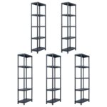 Versatile Black Plastic Storage Shelf Organizer 5-Tier Display Rack for Home