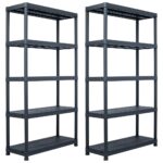 Black Plastic Storage Shelf 5-Tier Utility Organizer Rack for Home Garage Garden