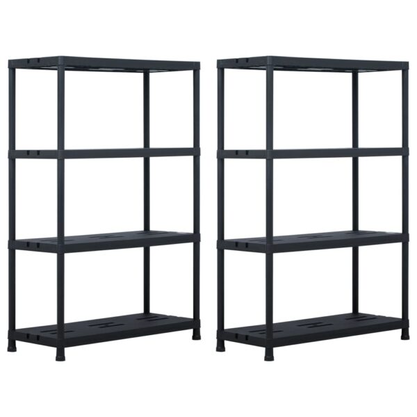 Black Plastic Storage Shelf 4-Tier Organizer Rack for Home Garage Garden Decor