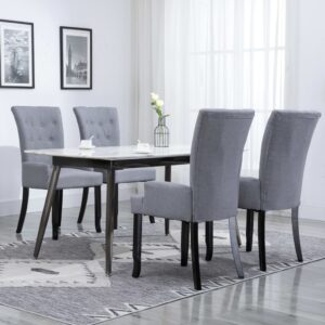 Dining Chairs with Armrests 4 pcs Light Grey Fabric