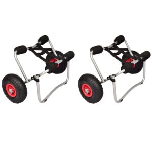 Aluminium Kayak Canoe Trolleys Set of Two Foldable with Large Rubber Wheels