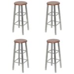 Bar Stools 4 pcs Silver and Brown MDF