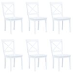 Dining Chairs 6 pcs White Solid Rubber Wood