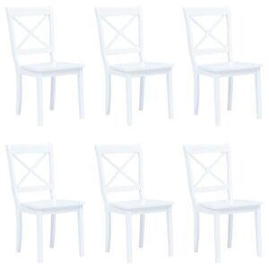 Dining Chairs 6 pcs White Solid Rubber Wood