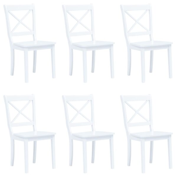 Dining Chairs 6 pcs White Solid Rubber Wood