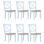 Dining Chairs 6 pcs Grey and Light Wood Solid Rubber Wood