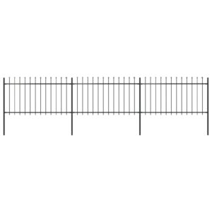 Garden Fence with Spear Top Steel 5.1 m Black