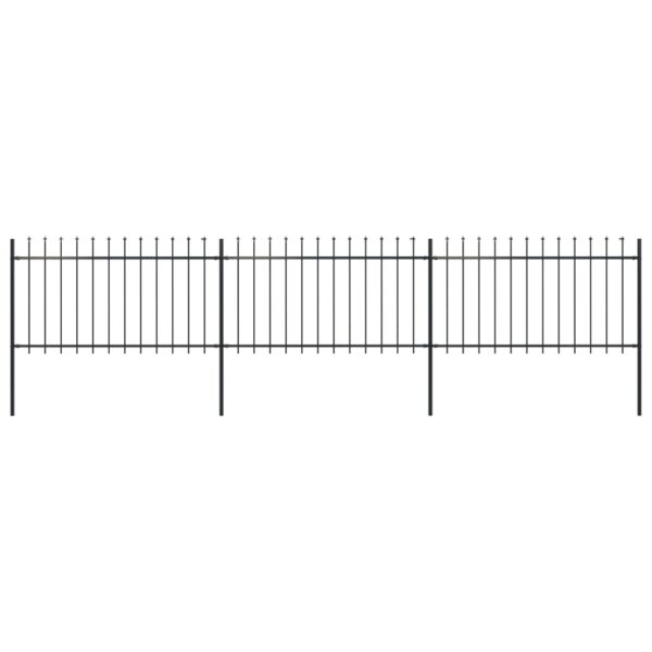 Garden Fence with Spear Top Steel 5.1 m Black