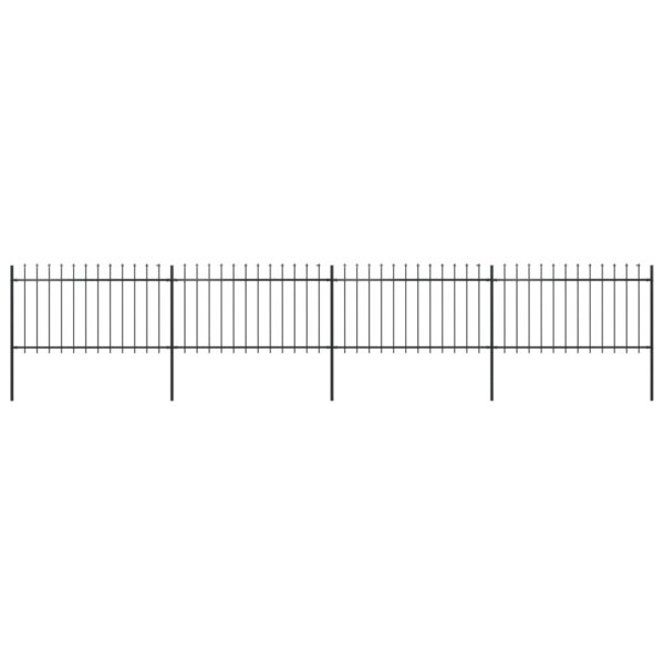 Garden Fence with Spear Top Steel 6.8 m Black