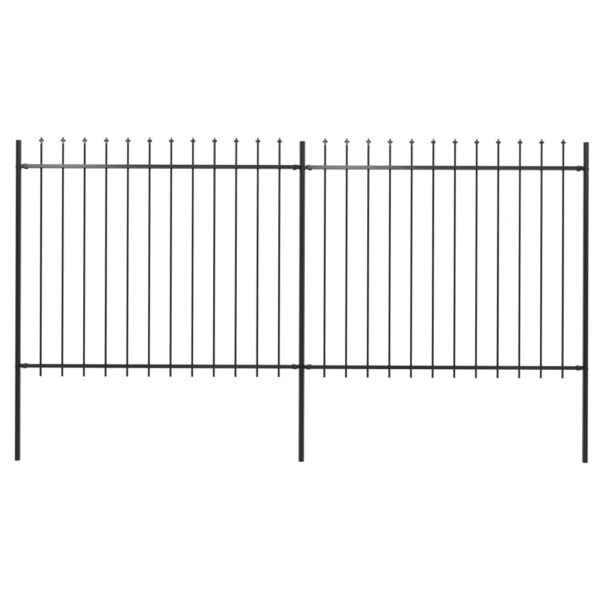 Elegant Spear Top Garden Fence Panels Steel Decorative Security Black Outdoor