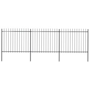 Elegant Spear Top Garden Fence Panels Steel Barrier Security Outdoor Black Decor