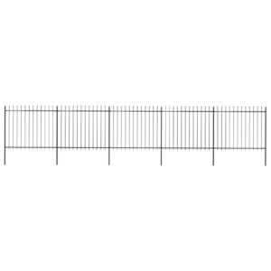 Garden Fence with Spear Top Steel 8.5 m Black