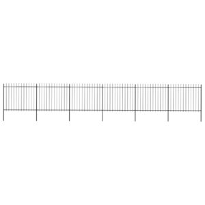 Garden Fence with Spear Top Steel 10.2 m Black