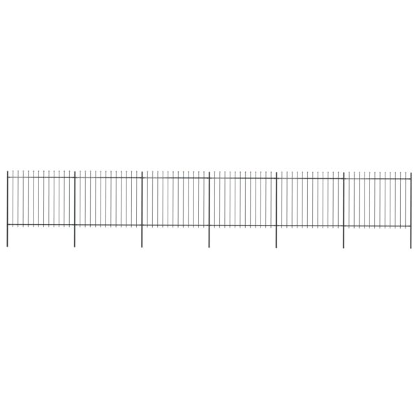 Garden Fence with Spear Top Steel 10.2 m Black