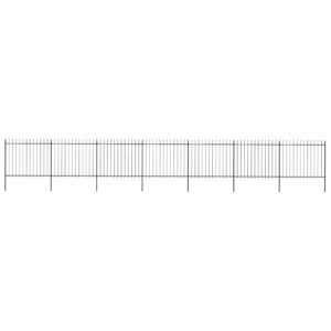 Garden Fence with Spear Top Steel 11.9 m Black