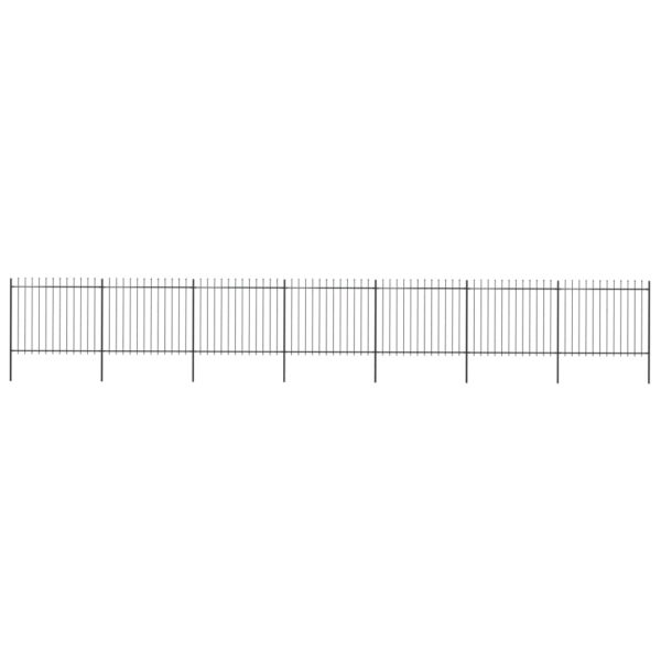 Garden Fence with Spear Top Steel 11.9 m Black