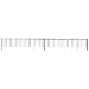 Garden Fence with Spear Top Steel 13.6 m Black