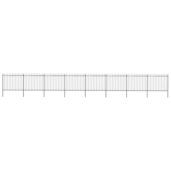 Garden Fence with Spear Top Steel 13.6 m Black