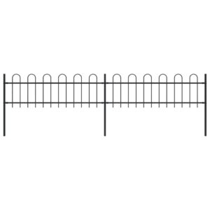 Elegant Decorative Steel Garden Fence Panels Hoop Top Black Outdoor Security