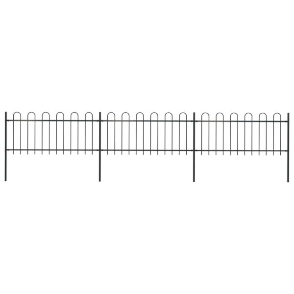 Elegant Black Steel Garden Fence Panels with Hoop Top Design Decorative Safety